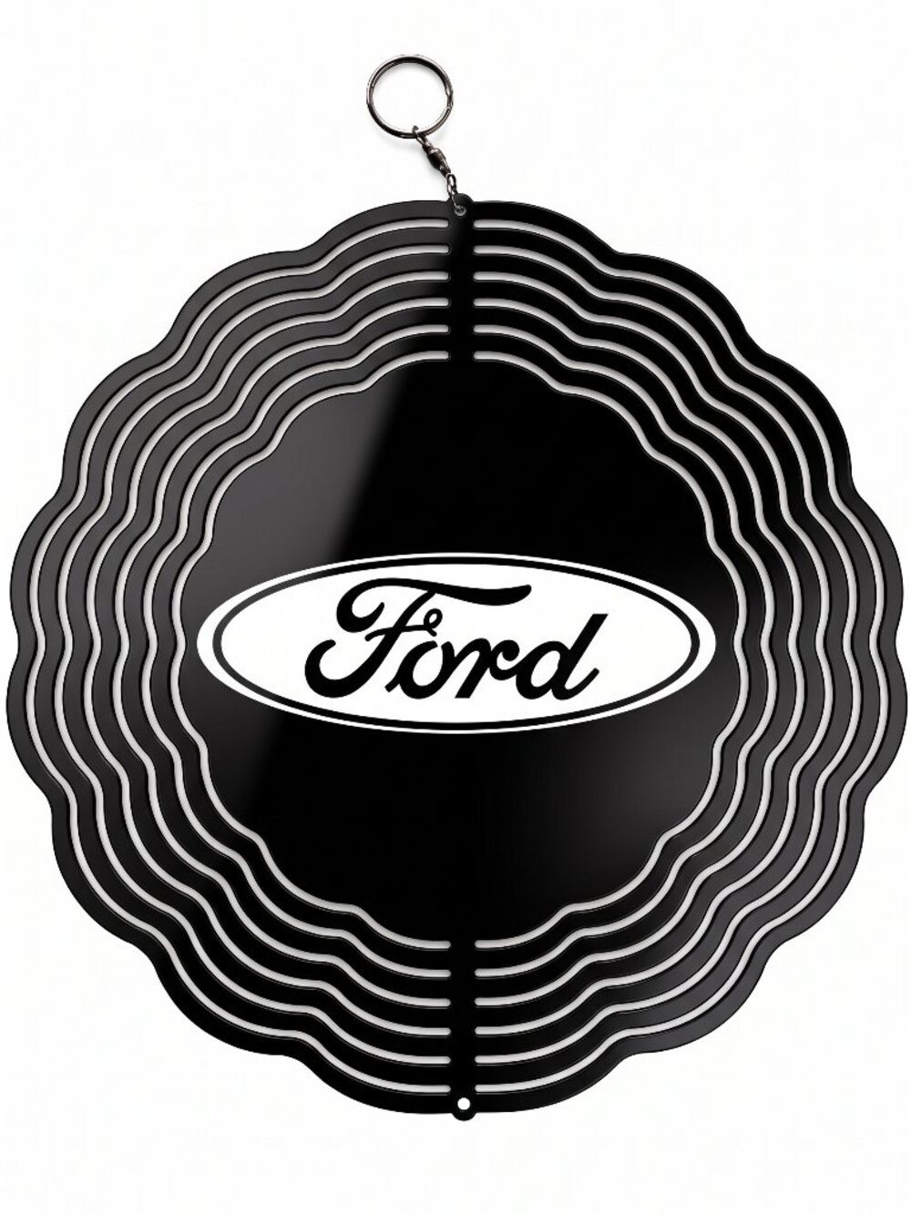 10" Ford Oval Logo Kinetic Wind Spinner - Black Metal Hanging Yard Decor
